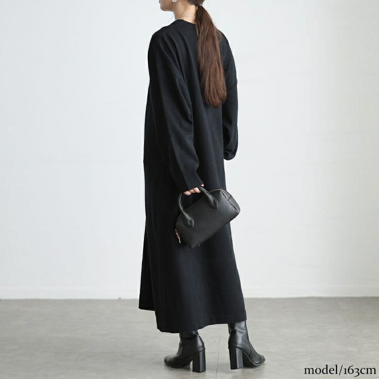 大きいサイズ レディース ラウンドネックAラインニットワンピース maru-20024