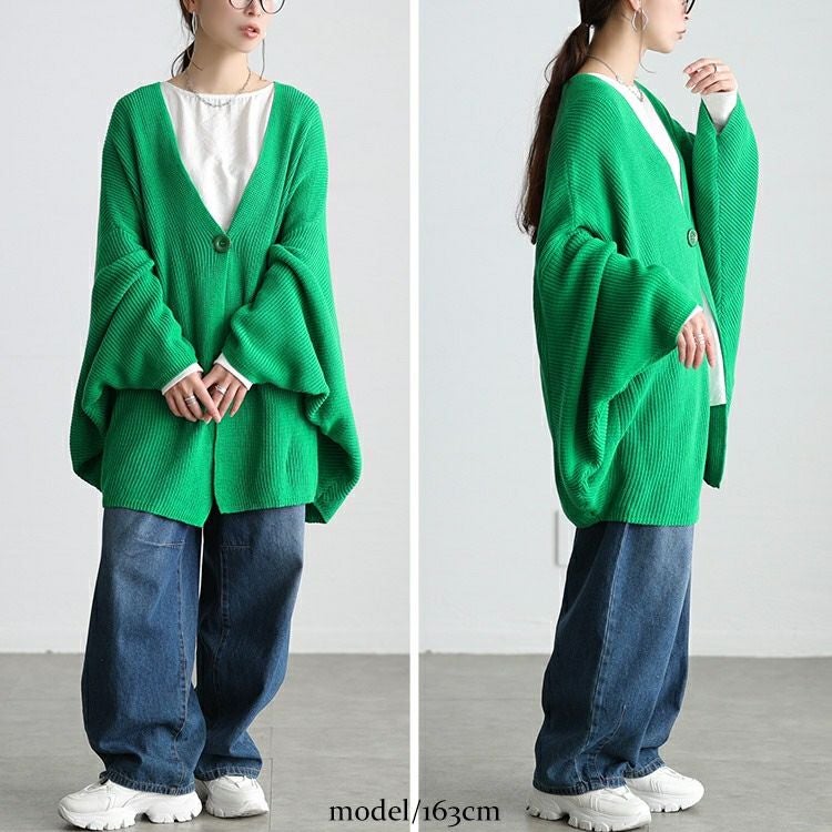 大きいサイズ レディース ワイドドルマンニットカーディガン jp568