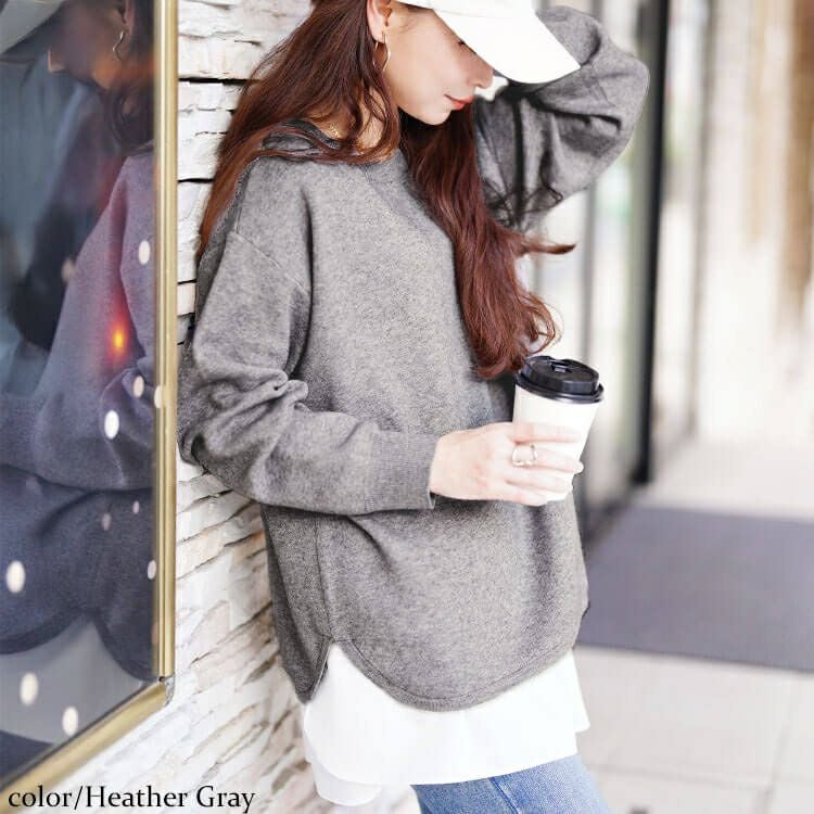 大きいサイズ レディース ラウンドヘムハイゲージニット cpdai-641590