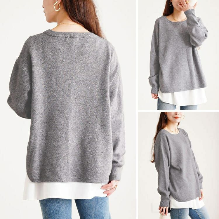 大きいサイズ レディース ラウンドヘムハイゲージニット cpdai-641590