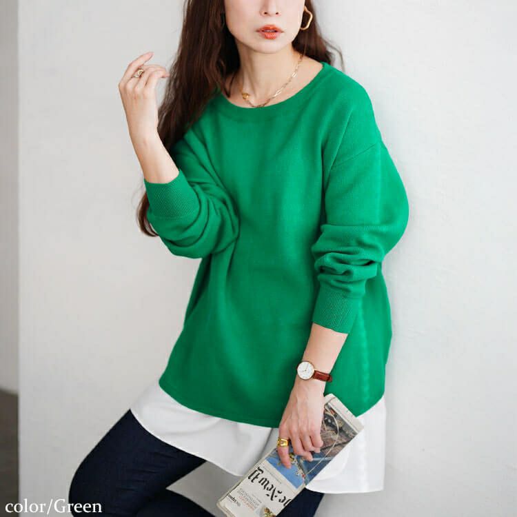 大きいサイズ レディース ラウンドヘムハイゲージニット cpdai-641590