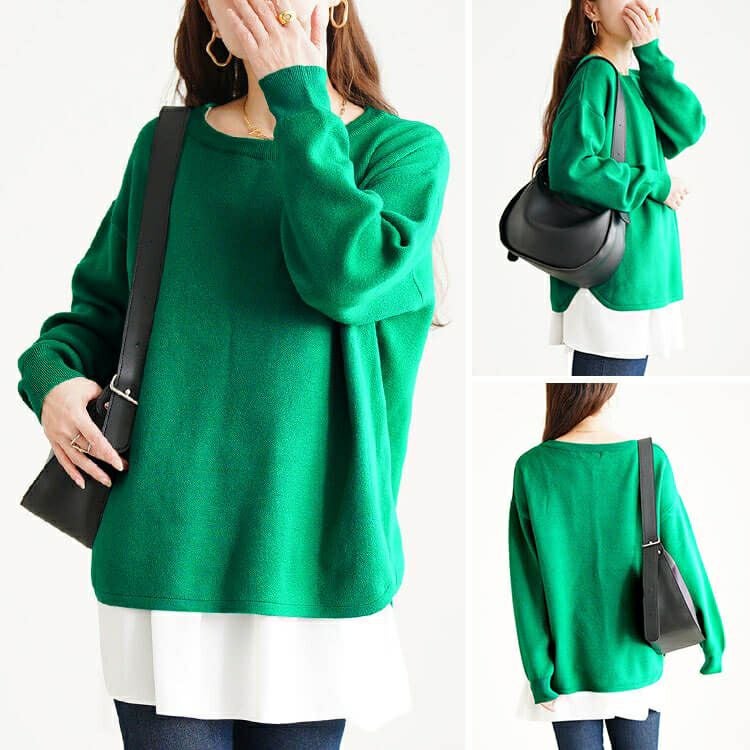 大きいサイズ レディース ラウンドヘムハイゲージニット cpdai-641590