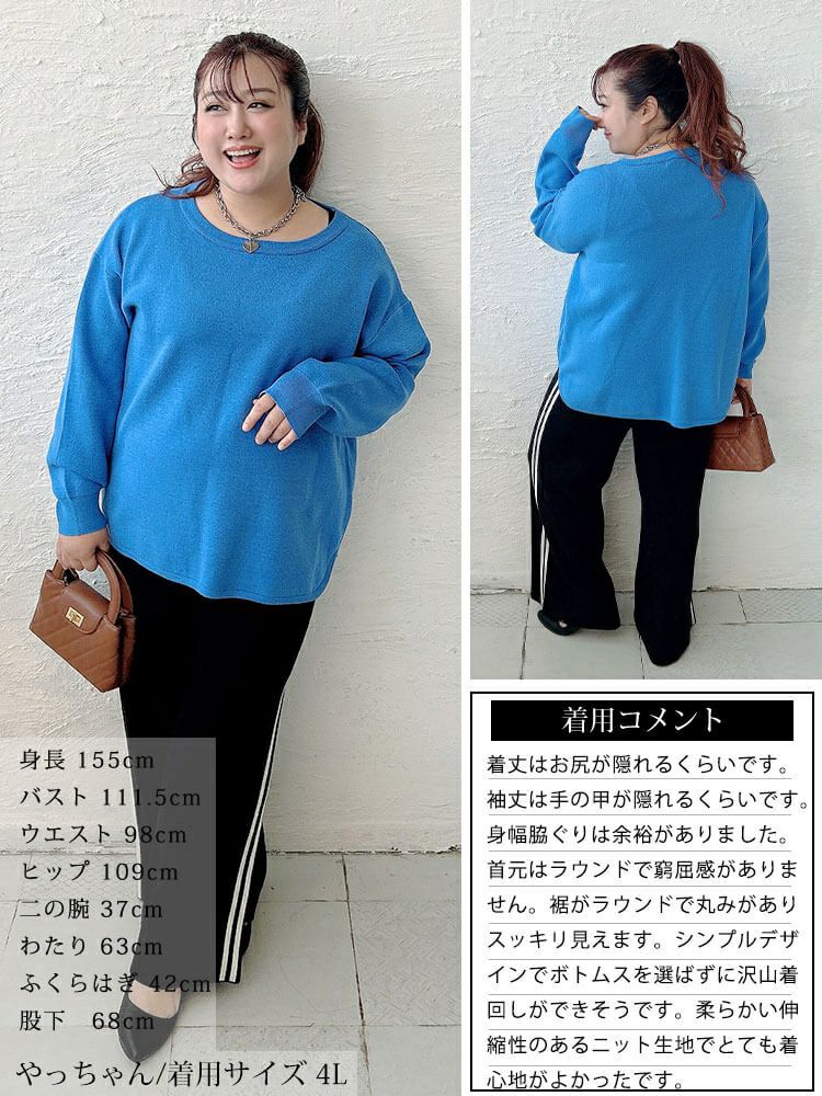 大きいサイズ レディース ラウンドヘムハイゲージニット cpdai-641590