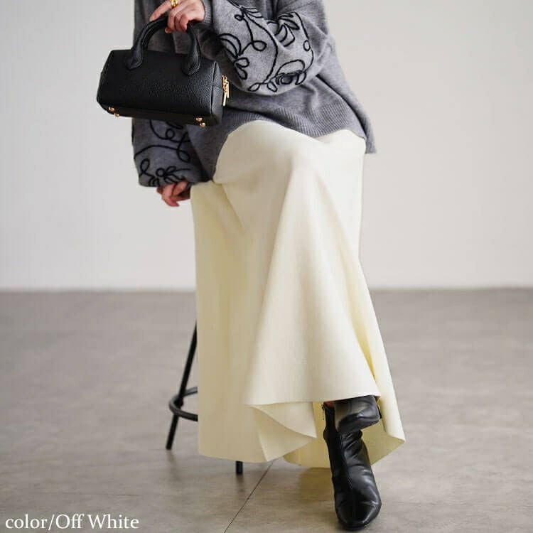 大きいサイズ レディース ハイゲージニットフレアスカート cpdai-641611