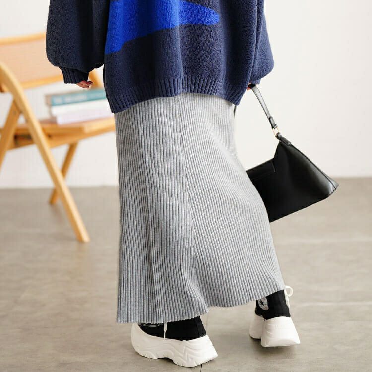 大きいサイズ レディース 太リブニットマーメイドスカート cpdai-640938