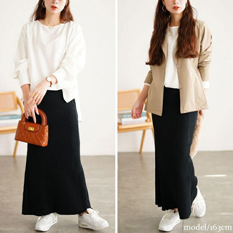 大きいサイズ レディース 太リブニットマーメイドスカート cpdai-640938