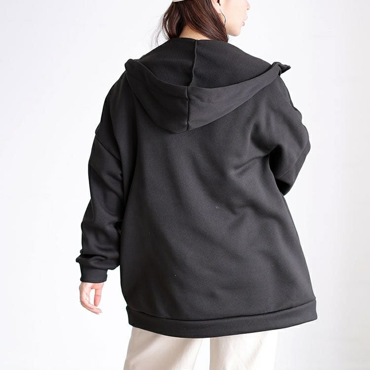 大きいサイズ レディース 裏起毛オーバーサイズジップアップパーカー goldy-1787