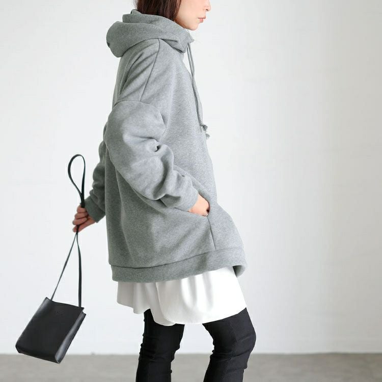 大きいサイズ レディース 裏起毛オーバーサイズジップアップパーカー goldy-1787