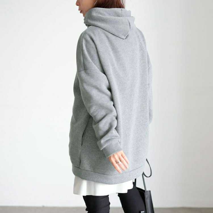 大きいサイズ レディース 裏起毛オーバーサイズジップアップパーカー goldy-1787