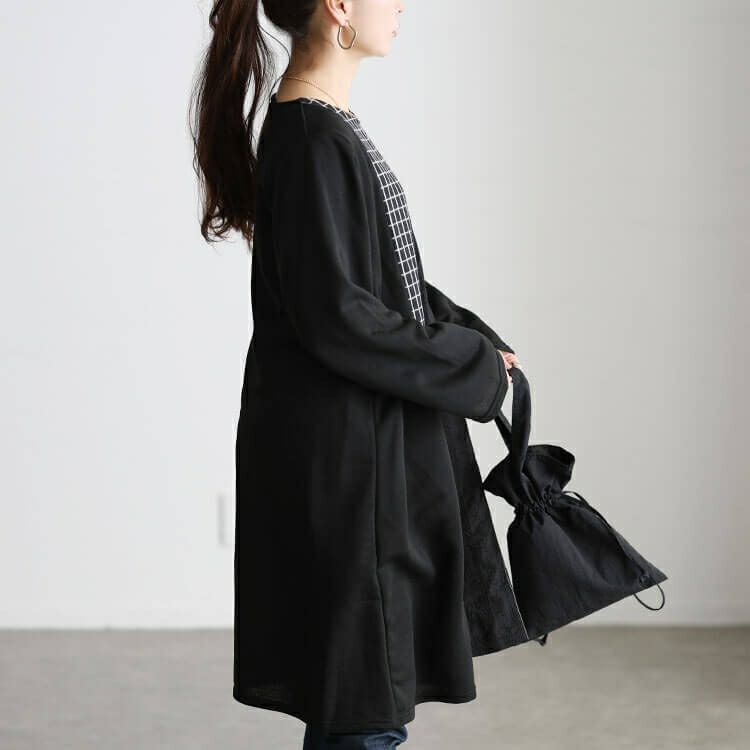 大きいサイズ レディース 異素材切り替えチュニックワンピース cast-5562005