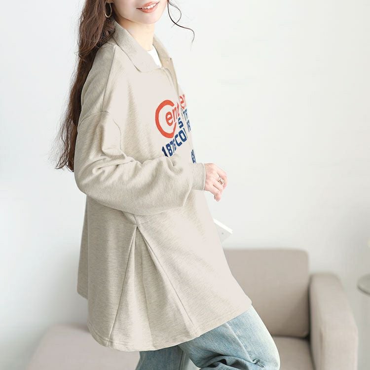 大きいサイズ レディース ロゴ入りダブルZIP襟付きカーディガン cros-140445