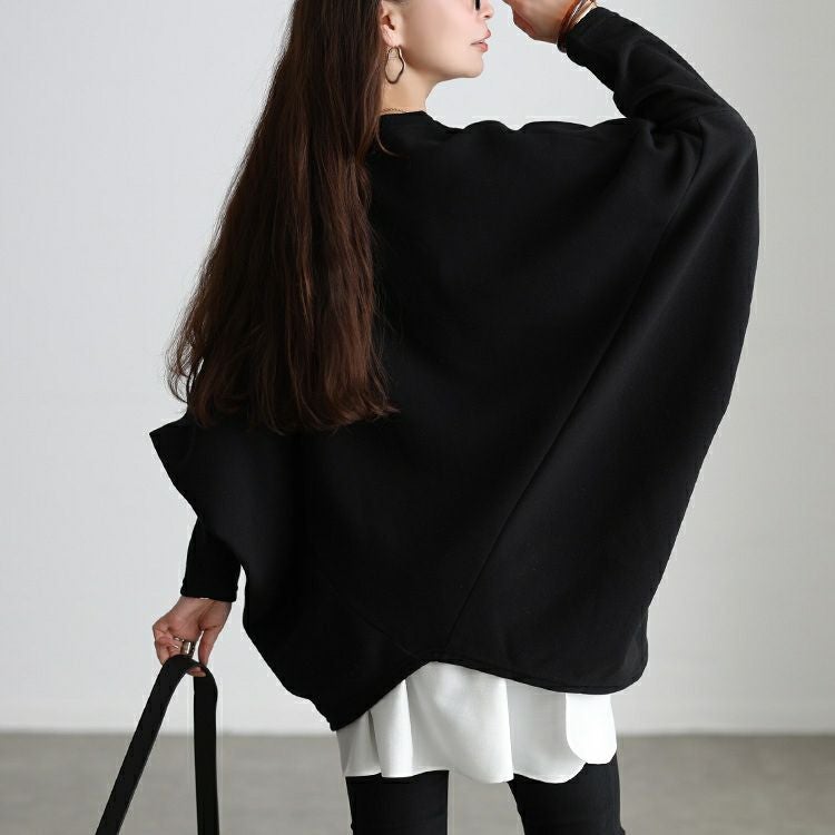 大きいサイズ レディース 裏起毛変形ドルマンプルオーバー kt-7000