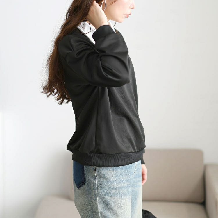 大きいサイズ レディース 襟付きハートロゴスウェットプルオーバー goldy-1795