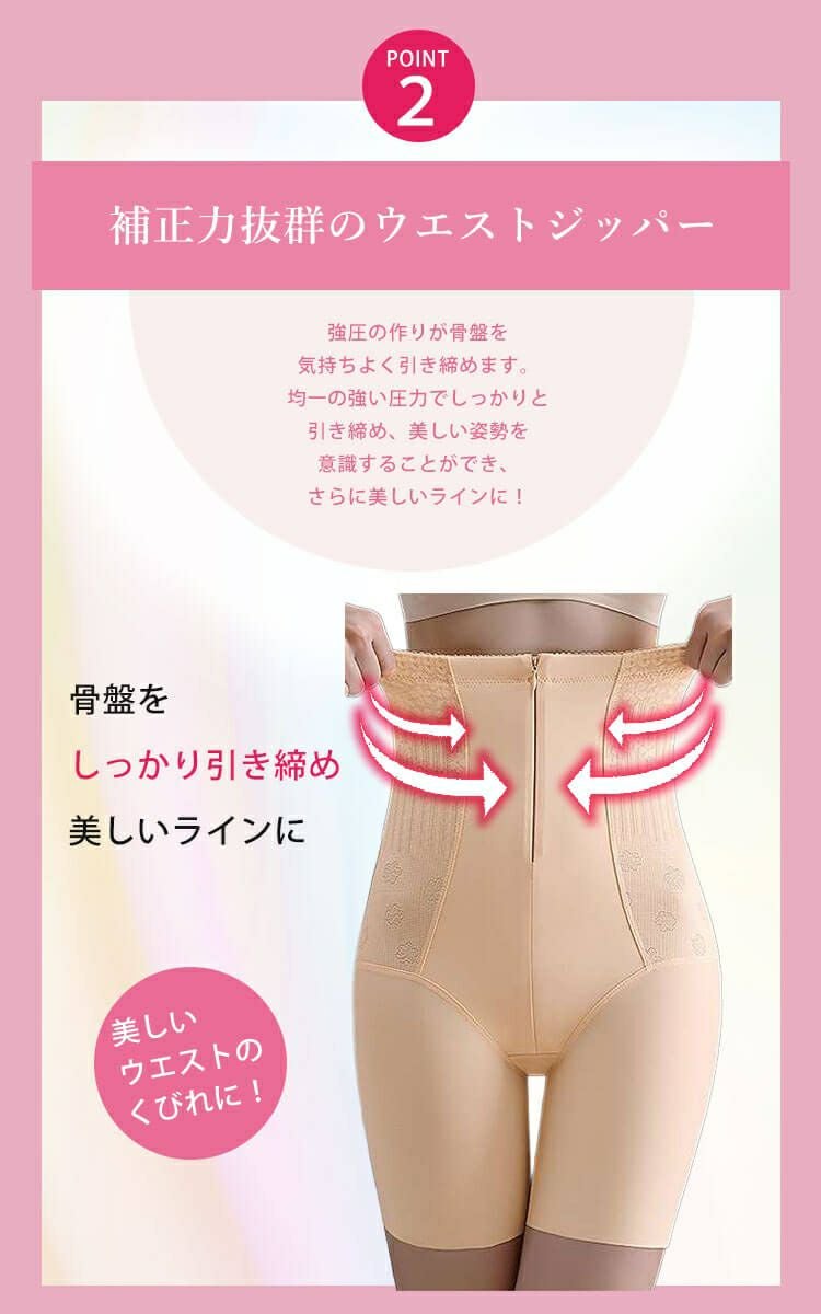 大きいサイズ レディース ファスナー付き着圧ガードルショーツ jp571