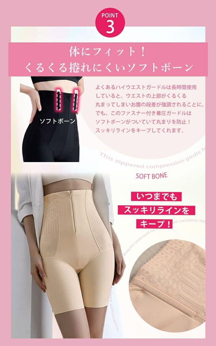 大きいサイズ レディース ファスナー付き着圧ガードルショーツ jp571