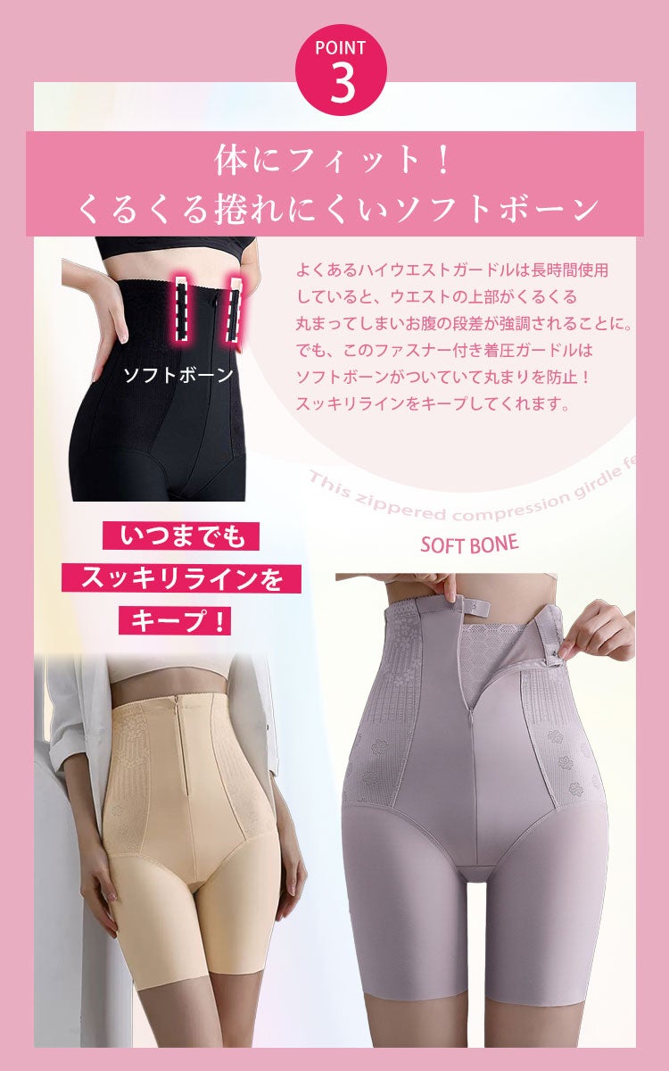 大きいサイズ レディース ファスナー付き着圧ガードルショーツ jp571
