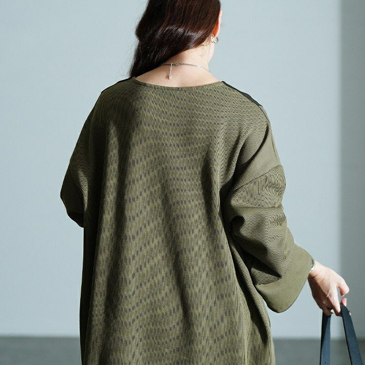 大きいサイズ レディース 異素材切り替えバイカラーワンピース maru-30207