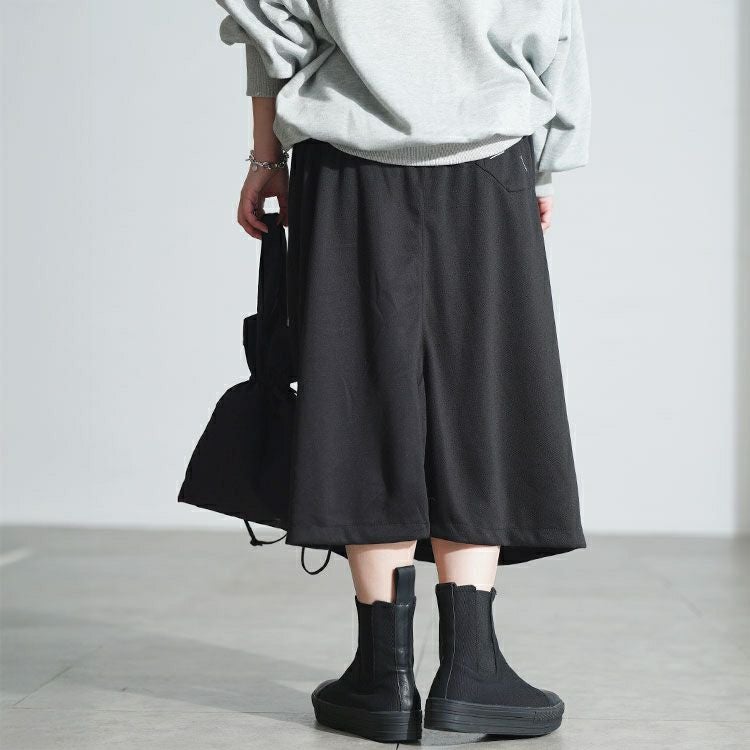 大きいサイズ レディース フロントポケットミディ丈Iラインスカート goldy-1799