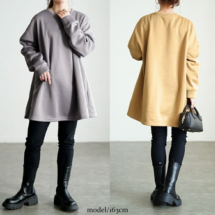 大きいサイズ レディース 裏起毛フレアチュニック goldy-1794