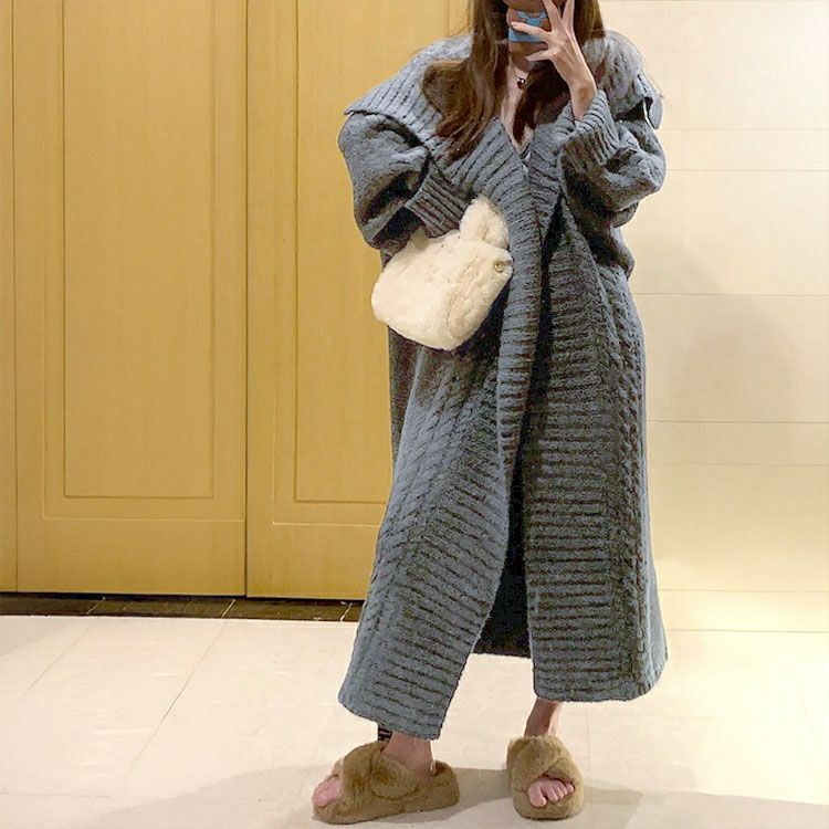 大きいサイズ レディース ケーブル編みニットコーディガン goldy-1783