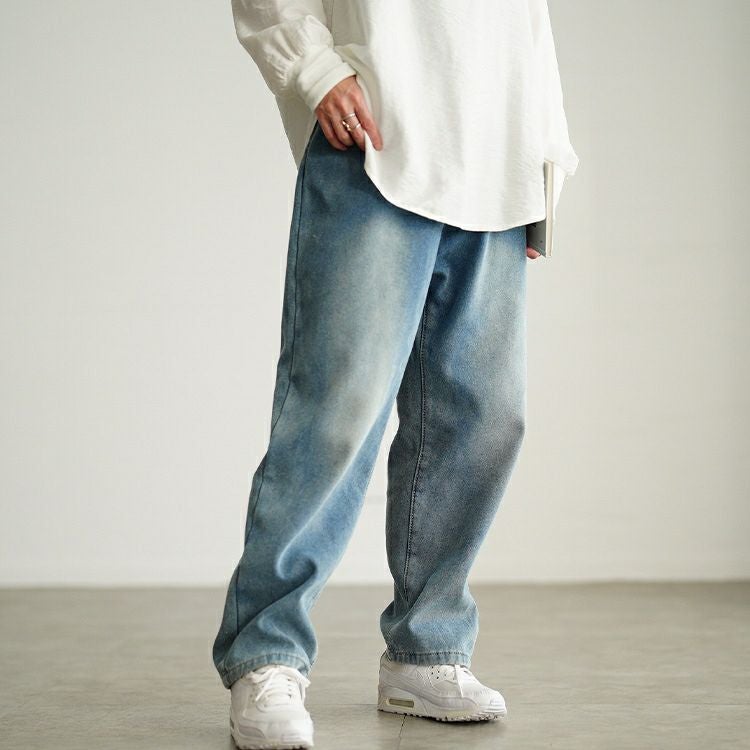 大きいサイズ レディース 裏フリース配色ストレートデニムパンツ goldy-1780