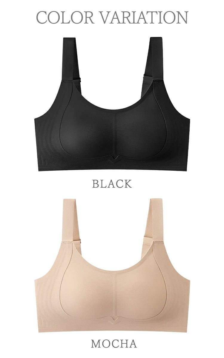 大きいサイズ レディース 胸を小さく見せる！ノンワイヤーシームレスブラジャー goldy-1789