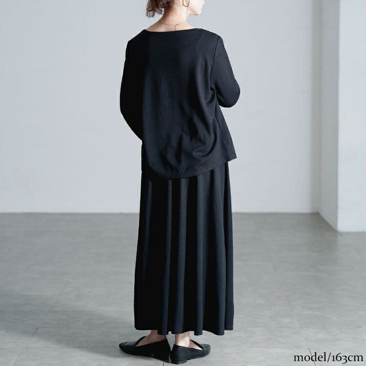 大きいサイズ レディース レイヤード風トップス＆ロングスカート2点セット goldy-1805