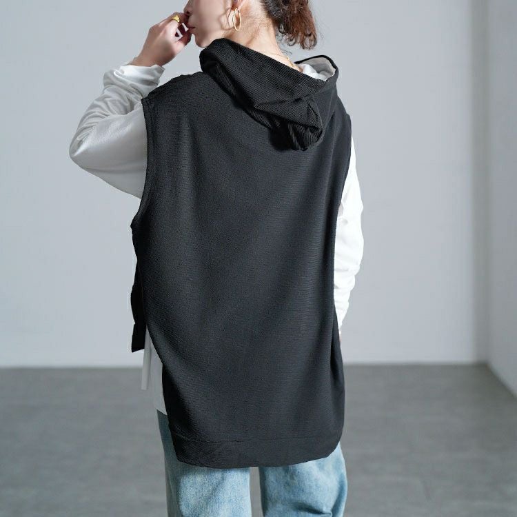 大きいサイズ レディース ダメージロンT＆フーディーベスト2点セット goldy-1804