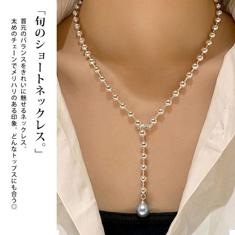 大きいサイズ レディース ボールチェーンネックレス goldy-1803