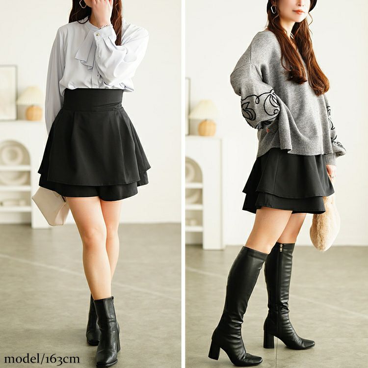 大きいサイズ レディース ハイウエストスカート風ショートパンツ jp574