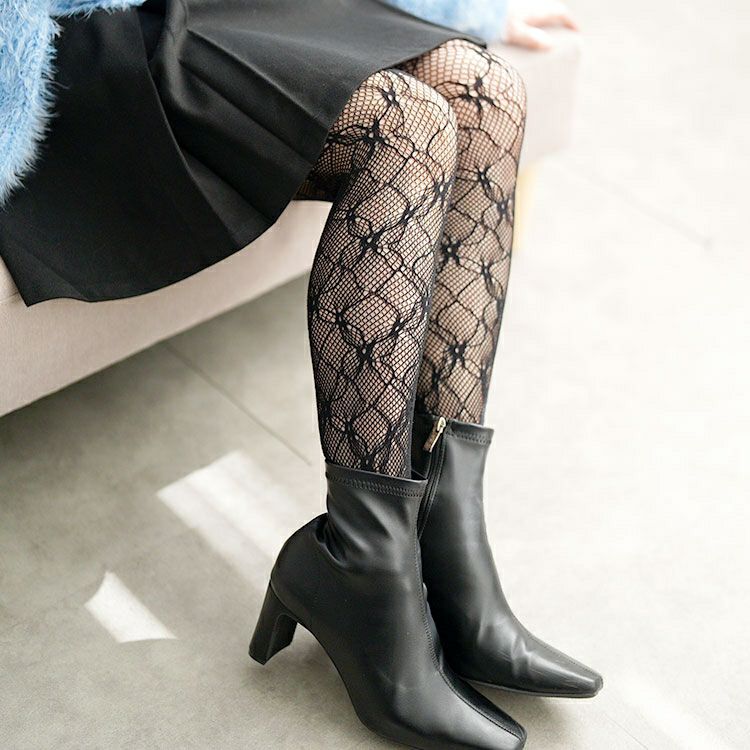 大きいサイズ レディース 花柄網タイツ jp579