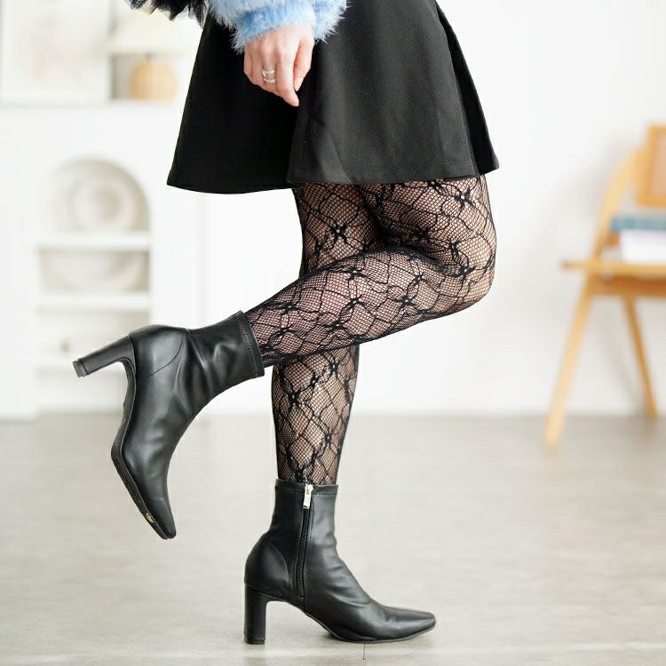 大きいサイズ レディース 花柄網タイツ jp579