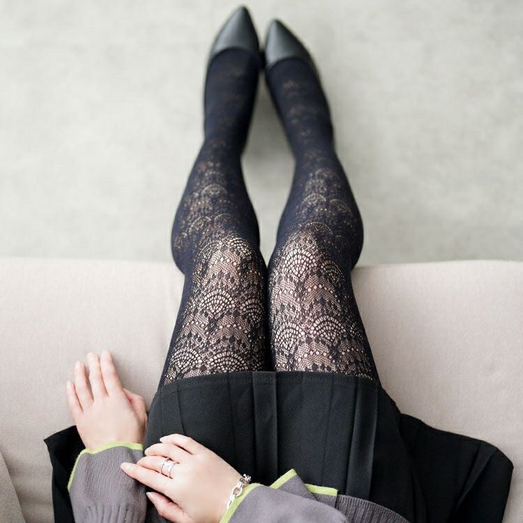 大きいサイズ レディース ダマスク柄網タイツ jp578