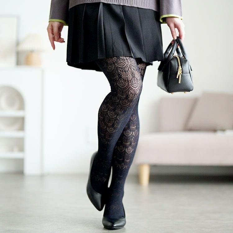 大きいサイズ レディース ダマスク柄網タイツ jp578