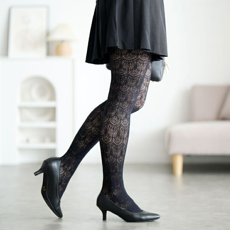 大きいサイズ レディース ダマスク柄網タイツ jp578