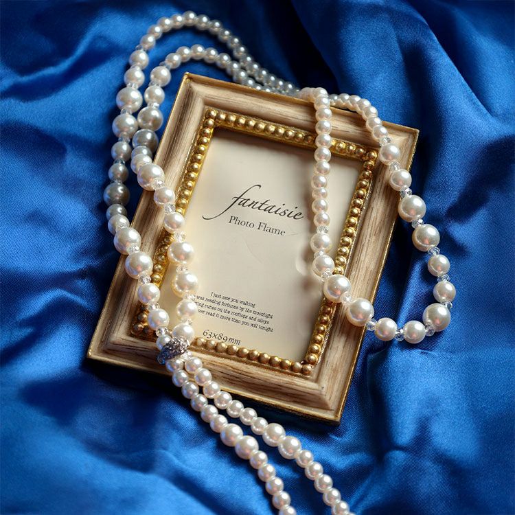 大きいサイズ レディース ビジュークリップ付きパールアレンジネックレス goldy-1802