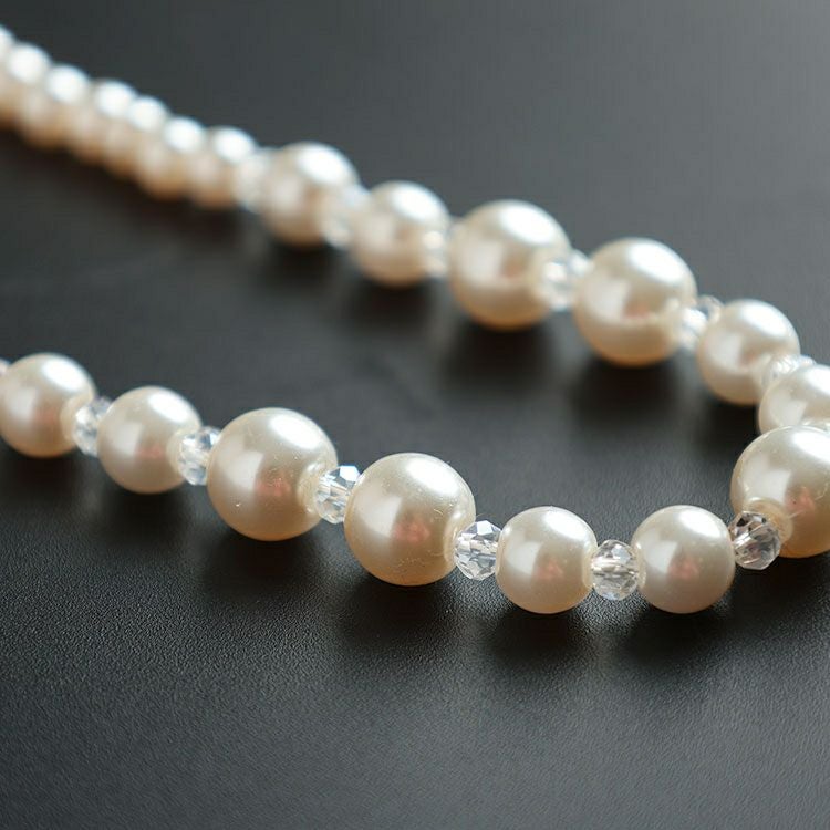 大きいサイズ レディース ビジュークリップ付きパールアレンジネックレス goldy-1802