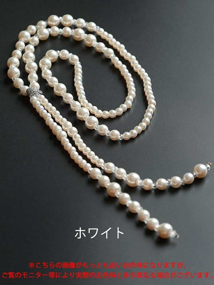 大きいサイズ レディース ビジュークリップ付きパールアレンジネックレス goldy-1802