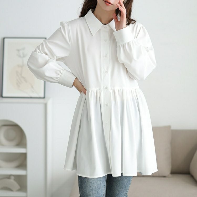 大きいサイズ レディース ペプラムシャツチュニック＆ビスチェ2点セット