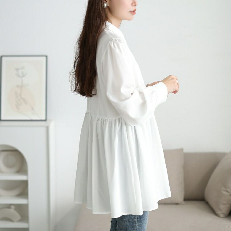 大きいサイズ レディース ペプラムシャツチュニック＆ビスチェ2点セット