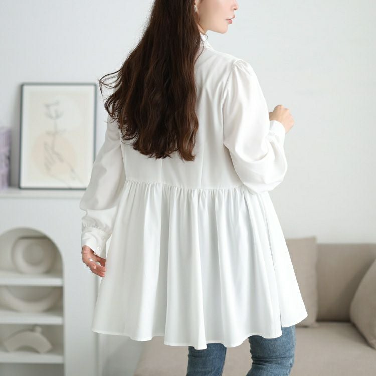 大きいサイズ レディース ペプラムシャツチュニック＆ビスチェ2点セット