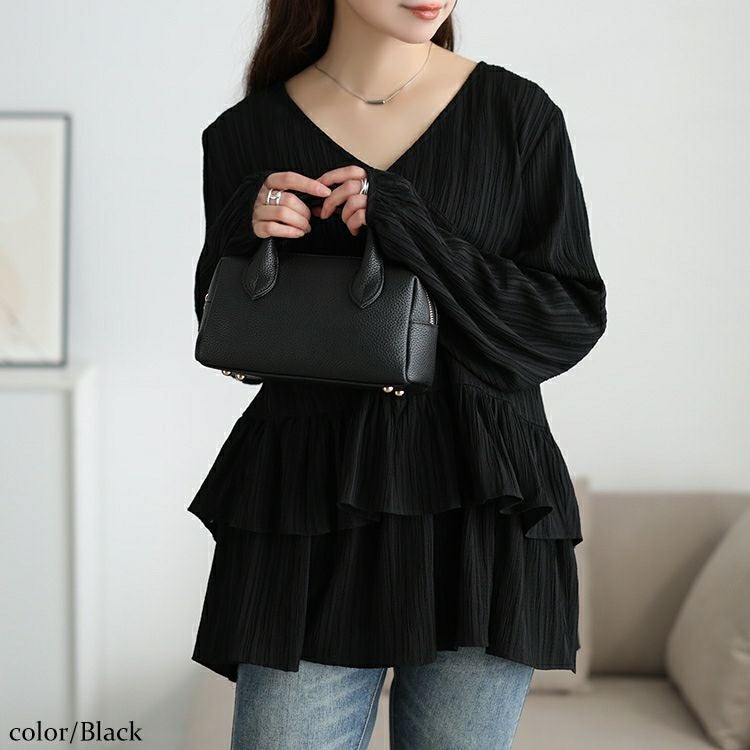 大きいサイズ レディース 楊柳カシュクールブラウス＆ペプラムキャミソール2点セット