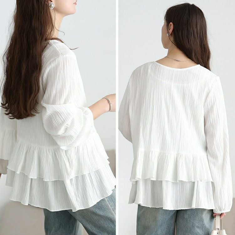 大きいサイズ レディース 楊柳カシュクールブラウス＆ペプラムキャミソール2点セット