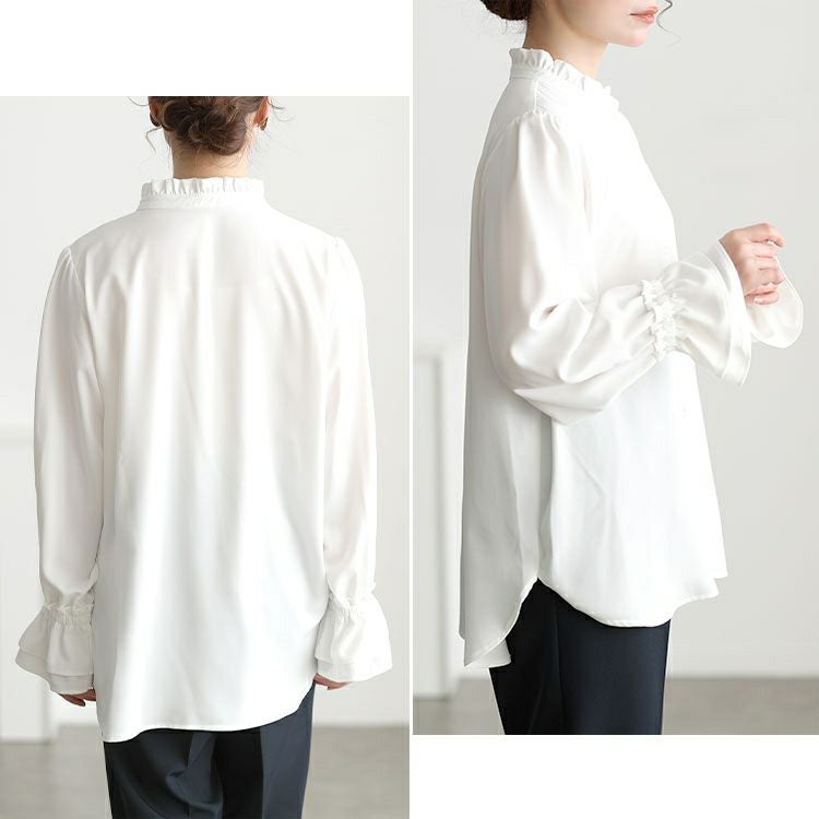 大きいサイズ レディース ツイードペプラムベスト＆テーパードパンツ＆キャンディスリーブブラウス3点セット