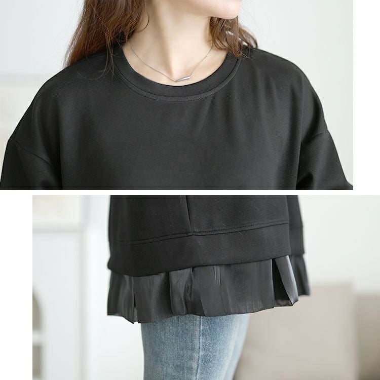 大きいサイズ レディース 裾フリルダンボールニットプルオーバー