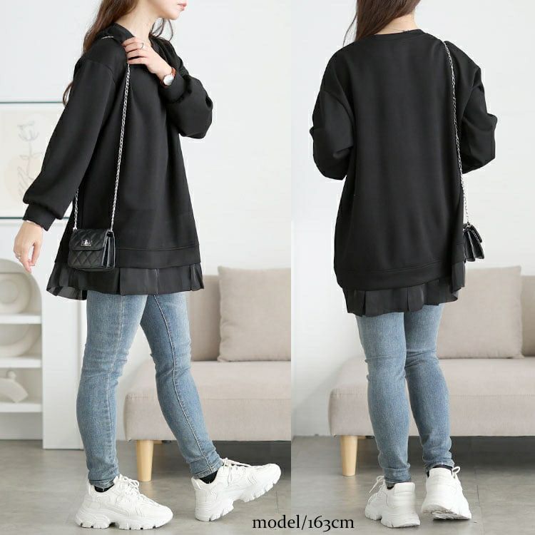 大きいサイズ レディース 裾フリルダンボールニットプルオーバー