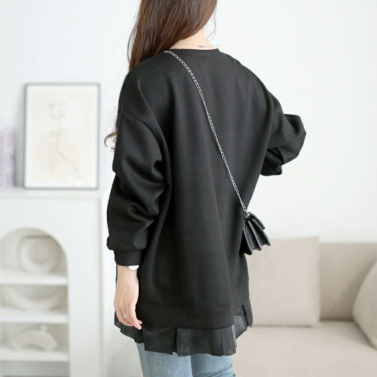 大きいサイズ レディース 裾フリルダンボールニットプルオーバー