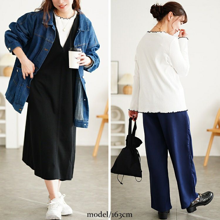 大きいサイズ レディース 配色メロープチハイネックリブトップス