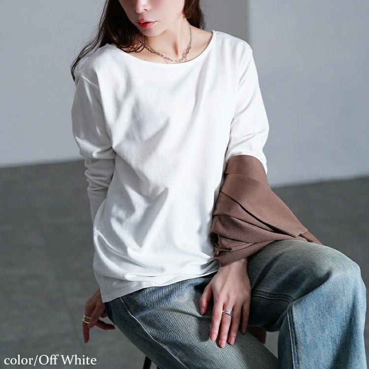 大きいサイズ レディース ワイドラウンドネックロンT