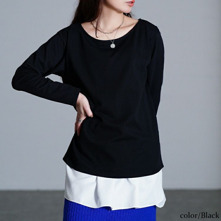 大きいサイズ レディース ワイドラウンドネックロンT